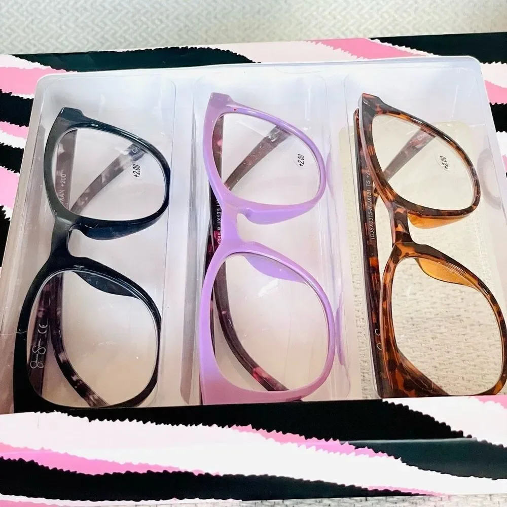NWT 3 Pack 2.00 Jessica Simpson Premium Eye Reading Glasses Black,Purple, Brown